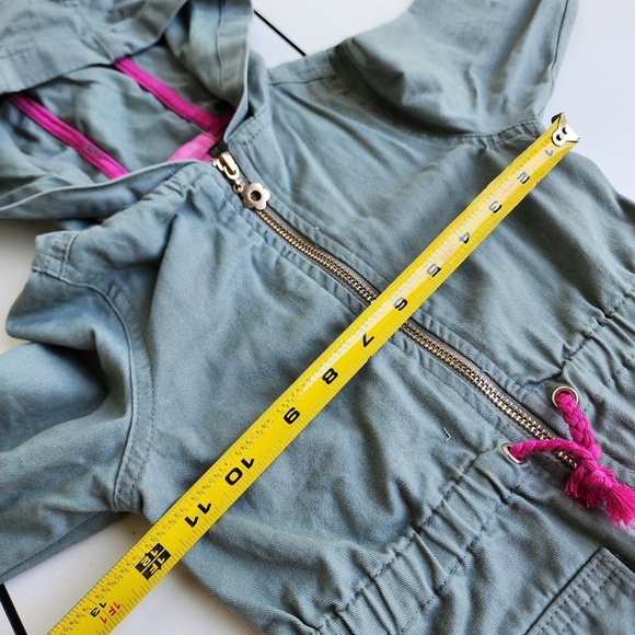 Isaac Mizrahi Girl Pink Tie Belted Full Gold Zip Hooded Jacket Green Size XS (4) - Picture 11 of 14